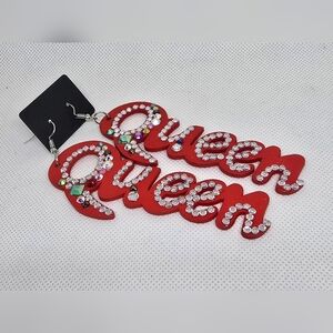 Red "Queen" bling earrings
